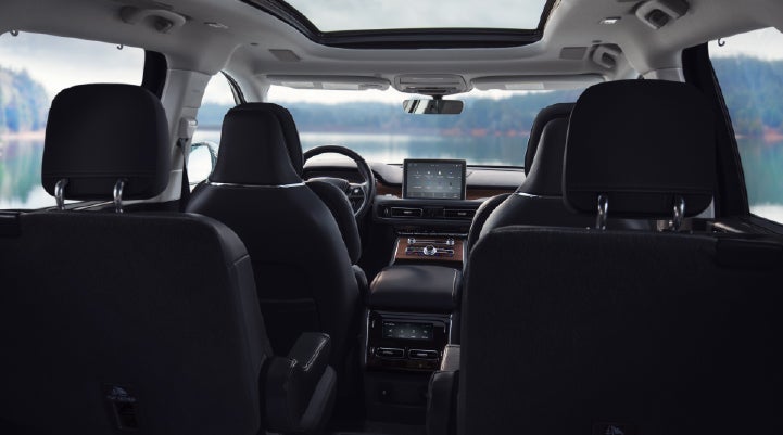 The interior of a 2024 Lincoln Aviator® SUV from behind the second row | Magic City Lincoln in Roanoke VA
